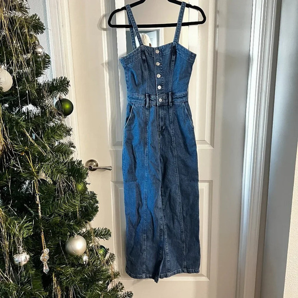 Paige Denim Belted Button-Front Jumpsuit – Size 0 - Picture 2 of 8